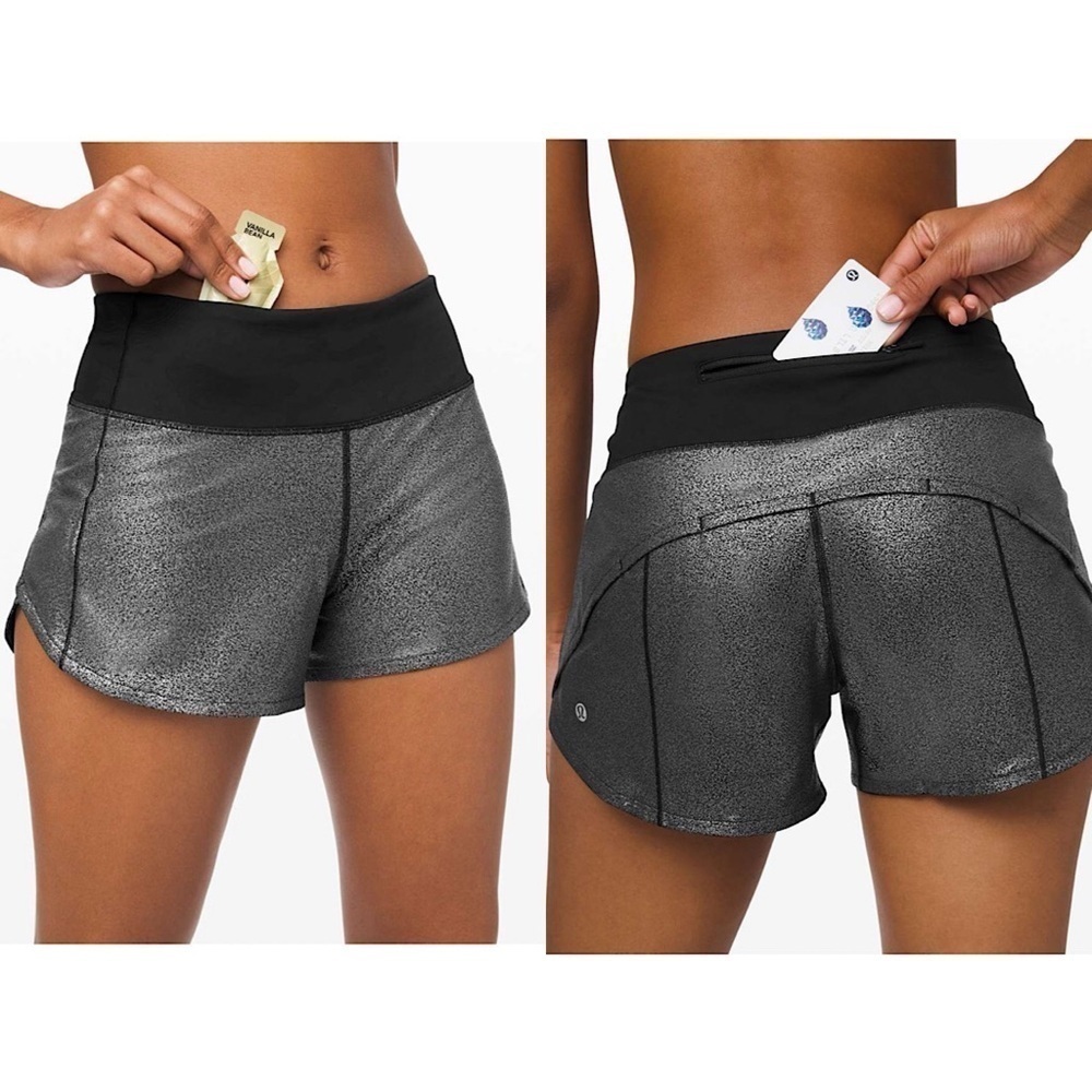 RARE-Lululemon Speed Up Short *Long 4" Foil
Luminosity Foil Black Silver / Black